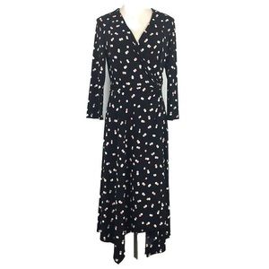 Ronni Nicole Polka Dot Fit & Flare Faux Wrap Dress 8 Stretchy Knee Length